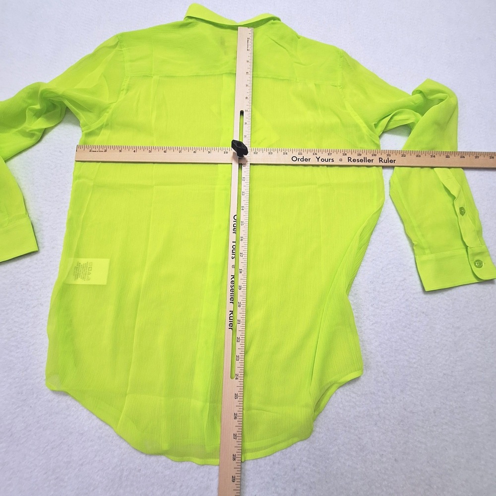 Wildfang Empower Sheer Button Up Womens Small Neon Green WN8702 NWT - Picture 4 of 7